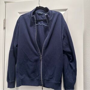 Tommy Bahama Men's Knit Ribbed Jacket Sweater Zip Up Cotton Blue xl